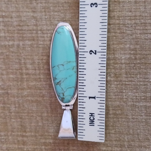 Sterling Silver Turquoise Teardrop Pendant - Picture 4 of 6